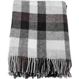 Stackelbergs Wool Blanket Checked Tæppe Brun, Grå, Hvid