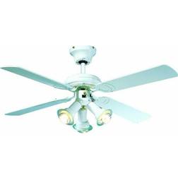 Ventilateur De Plafond Réversible Ø 107 cm 4 Pales Laquees Blanc + éclairage 3 Spots 60 W E14