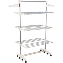 Everyday Home Rolling Stainless Steel Drying Rack, White and Grey