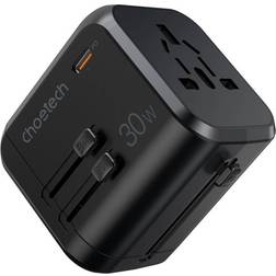 Choetech GaN 30W PD 1x USB-C og 3x USB-A rejseadapter US/UK/EU/AU