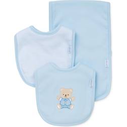 Little Me Cute Bear Bib-Burp Cloth Light Blue