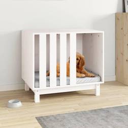 vidaXL Dog House White 70x50x62 Solid Wood Pine White