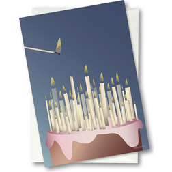 Vissevasse Cake with Candles Blue/Multicolour Poster 10.5x15cm