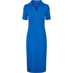 Pieces Pckylie Polo Midi Noos Tricot Dress - Princess Blue