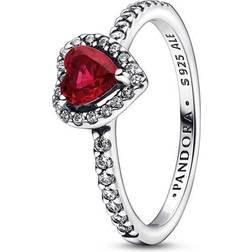 Pandora Elevated Heart Ring - Silver/Red/Transparent