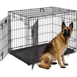 Dopinmin 48 Inches Double Door Folding Crate Dog Cage 73.7x78.7