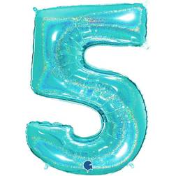Grabo Ballon Géant Chiffre 5 Holographique Tiffany (102 cm)