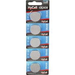 Hycell Pack of 5 Lithium Button Cells CR2430 3V Button Batteries 275 mAh