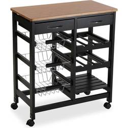 Versa Desserte De Cuisine Picton 2 Tiroirs Bois - Noir/Marron