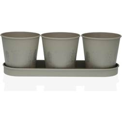 Versa Maceta Gris Triple Metal 11 x 33 cm