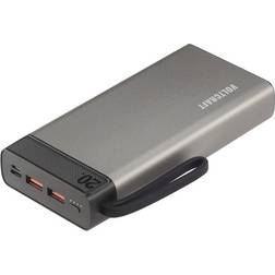 Voltcraft PB-20-PD3.0 Powerbank 20000 mAh Power Delivery 3.0 LiPo Gråsort Statusvisning