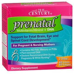 21st Century Prenatal Multivitamin + DHA Tablets/60 Softgels Yeast 60 pcs