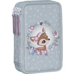 Beckmann Three Section Pencil Case with Content Forest Deer Dusty Mint