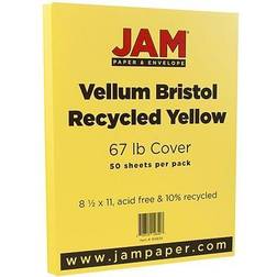 Jam Paper Vellum Bristol 67lb Cardstock 8.5 x 11 Coverstock Yellow 50 Sheets/Pack