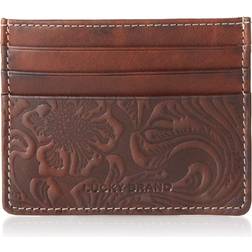 Lucky Brand Western Embossed Leather Card Case in Brown - Dark Brown