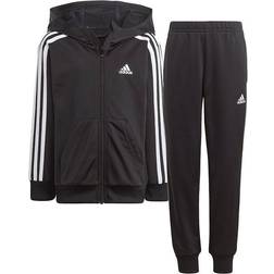 Adidas Essentials 3 Stripes Shiny Tracksuit - Black/White (HR5906)