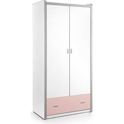 Vipack Armoire 2 Portes 1 Tiroir Bois Blanc Et Rose Bonny