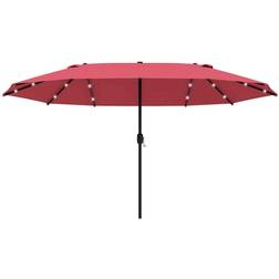 OutSunny 4.4m Double-Sided Umbrella Patio Parasol Solar Lights