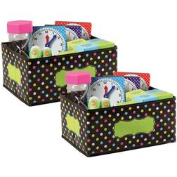 Teacher Created Resources Vinyl Storage Bin Small 8 x 11 x 5 Chalkboard Brights Pack of 2