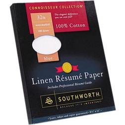 100% Cotton Linen Resume Paper, 32lb, 8 1/2 x 11, Blue, 100 Sheets