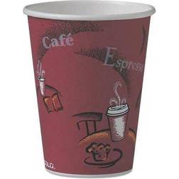 Solo Dart Paper Hot Drink Cups In Bistro Design, 12 Oz, Maroon, 50/pack SCC412SINPK Maroon