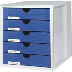 HAN A4 Systembox Blå med 5 Skuffer