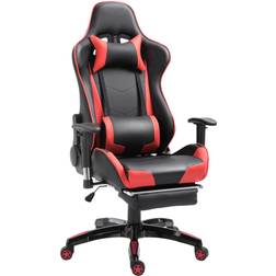 Homcom High-Back Faux Leather Swivel Reclining Office Gaming Chair with Footrest - Red/Black