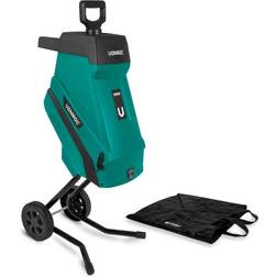 Broyeur de végétaux 2500W Pour branches jusqu’à Ø45mm Bac de ramassage de 45L et poussoir inclus