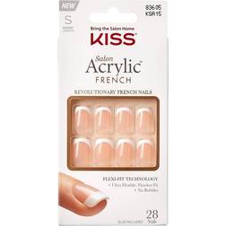 Kiss Salon Acrylic Short Square French Manicure Fake Nails