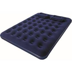 Bestway Matelas gonflable floque Horizon Queen 2 oreillers Air hammer Pompe 2 places Bleu