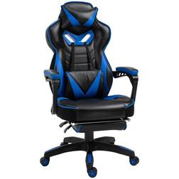 Vinsetto Gaming Chair Ergonomic Reclining Manual Footrest Wheels Stylish - Blue