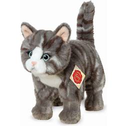 Hermann Teddy 91822 Cat 7,9"/20 cm, Soft Toy, Plush Toy, Gray Tabby