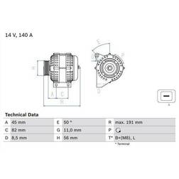 Bosch 0 986 042 840 Alternateur 14V 140A V70 2 XC90 I S60 I
