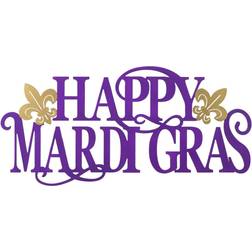 GlitzHome L Metal "Happy Mardi Gras" Wall Decor