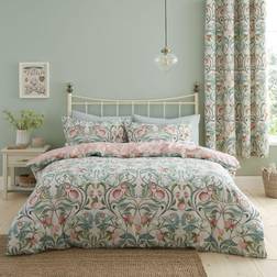 Catherine Lansfield Clarence Floral Duvet Cover Natural, Green, Pink (230x220cm)