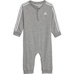 Adidas Infant Essentials 3-Stripes French Terry Bodysuit - Medium Grey Heather/White (IA2546)