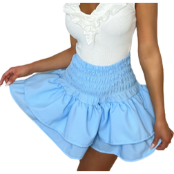 GlamDoll Fashion Frankie High Waisted Tiered Mini Skirt - Baby Blue