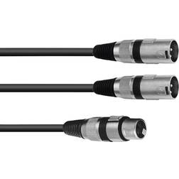 Omnitronic Adaptercable XLRF/2xXLRM 0,5m bk
