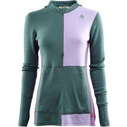 Aclima WarmWool Hoodsweater with Zip - North Atlantic/Purple Rose/Sunset Purple