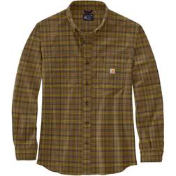 Carhartt Mens Midweight Flannel Long Sleeve Plaid Shirt - Oak Brown