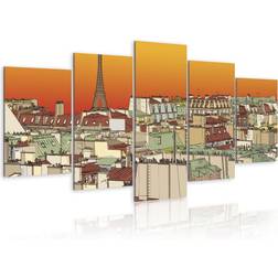 Artgeist Canvas Parisian sky orange colour 200x100 Billede