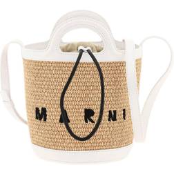 Marni Sac À Main Mini Bucket Cuir Sand Storm/Lily White