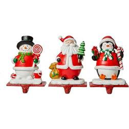 GlitzHome Santa, Snowman, Penguin Decoration 6.2" 3pcs