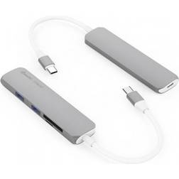 SilverHT Mini Hub USB Tipo C 3 En 1 HDMI/USB/Gris