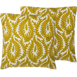 Beliani Set of 2 Embroidered Cushions 45 PRIMULA Komplettes Dekokissen Weiß, Gelb (45x45cm)