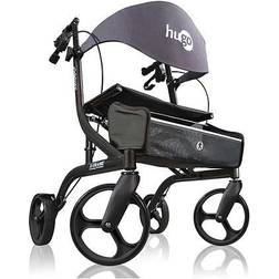 HUGO Explore Side-Fold Rollator Rolling Walker with Seat, Backrest and Folding Basket 1.0 ea Pearl Black