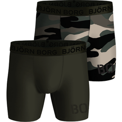 Björn Borg Performance Shorts 2-pack - Green/Print