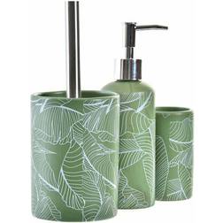 Dkd Home Decor Items Toiletborstel Met Zeeppompje Beker Flowers Groen