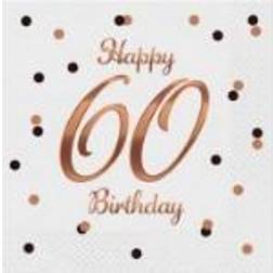 B&C Happy 60 Birthday Napkins white 33x33cm