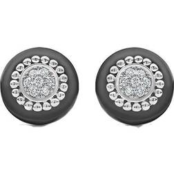 Lagos Stud Earrings - Silver/Black/Diamonds